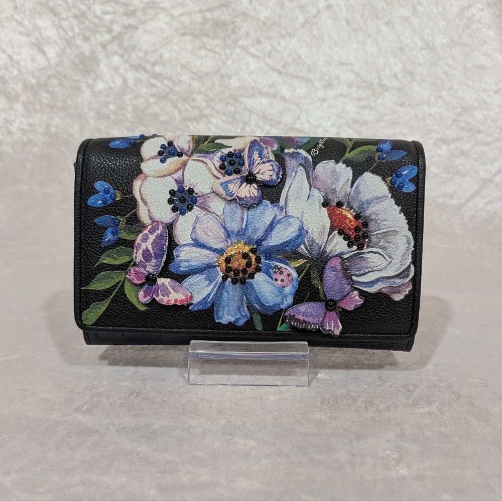 Brighton Noir Jardin Rockmore Convertible Wallet Clutch Crossbody Handbag